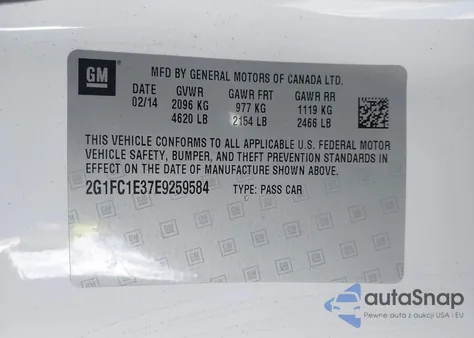 2014 Chevrolet Camaro 2Lt z USA, uszkodzony, nr VIN 2G1FC1E37E9259584